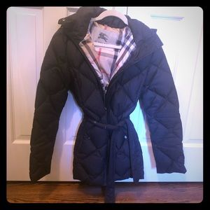 Hooded Burberry puffer coat